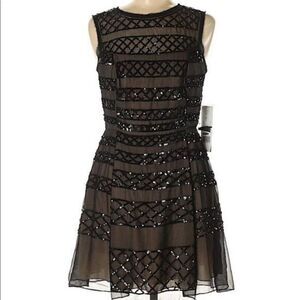 Nicole Miller sequin black evening mini dress NWT